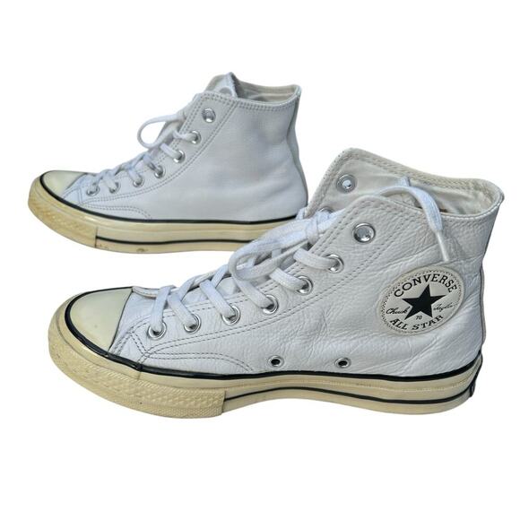 Converse Chuck 70 All Star White Leather Hi-Tops Mens Size 5 Womens Size 7 - Picture 3 of 9